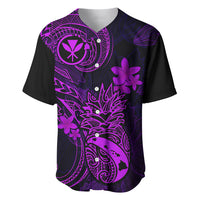 Hawaii Baseball Jersey Pineapple Mix Polynesian Plumeria Purple Version - Wonder Print Shop