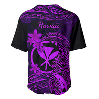 Hawaii Baseball Jersey Pineapple Mix Polynesian Plumeria Purple Version - Wonder Print Shop