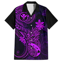 Hawaii Family Matching Long Sleeve Bodycon Dress and Hawaiian Shirt Pineapple Mix Polynesian Plumeria Purple Version - Wonder Print Shop