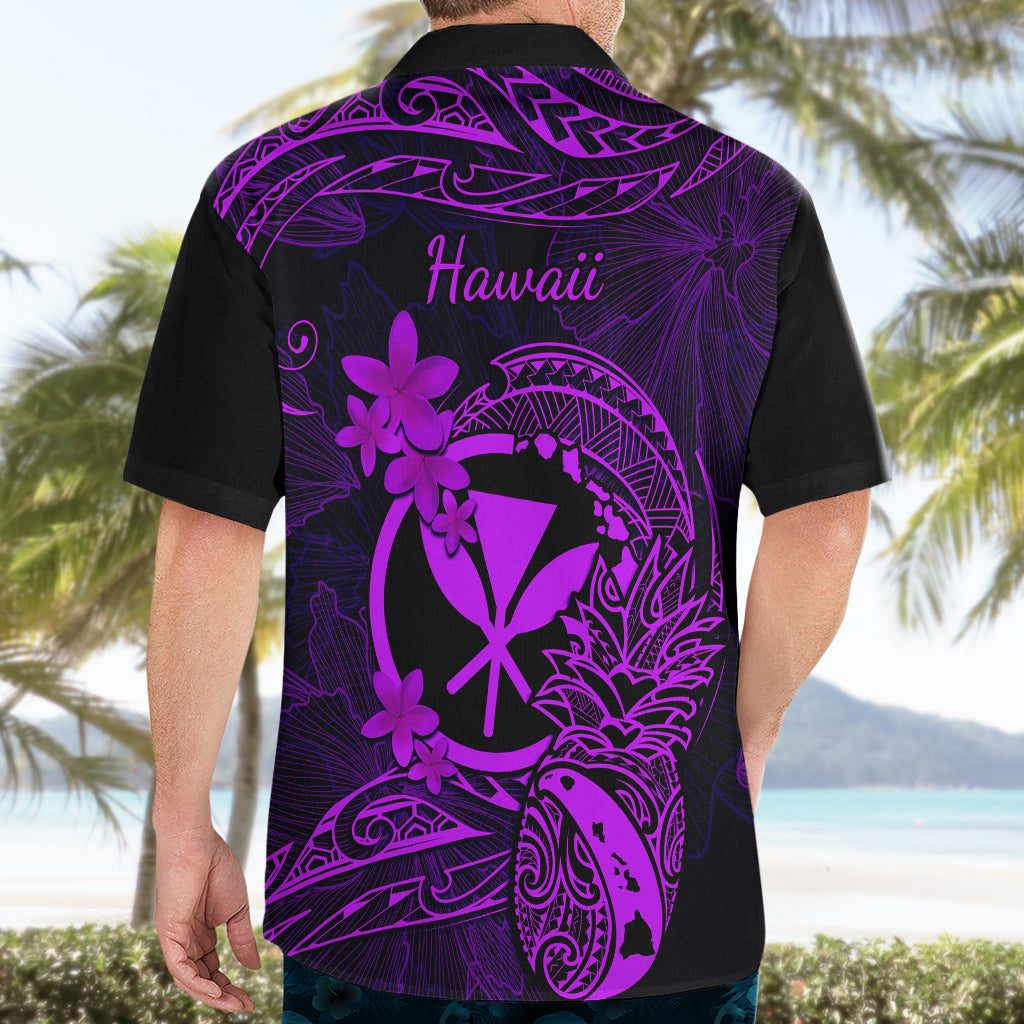 Hawaii Hawaiian Shirt Pineapple Mix Polynesian Plumeria Purple Version - Wonder Print Shop