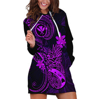 Hawaii Hoodie Dress Pineapple Mix Polynesian Plumeria Purple Version - Wonder Print Shop