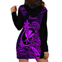 Hawaii Hoodie Dress Pineapple Mix Polynesian Plumeria Purple Version - Wonder Print Shop