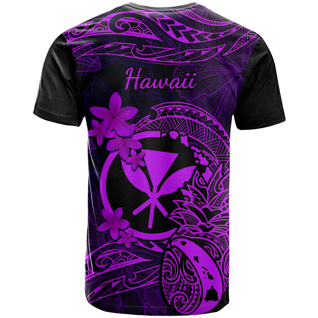 Hawaii T Shirt Pineapple Mix Polynesian Plumeria Purple Version - Wonder Print Shop