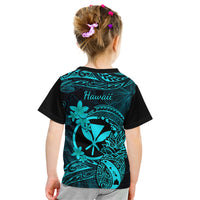 Hawaii Kid T Shirt Pineapple Mix Polynesian Plumeria Turquoise Version - Wonder Print Shop