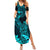 Hawaii Summer Maxi Dress Pineapple Mix Polynesian Plumeria Turquoise Version - Wonder Print Shop