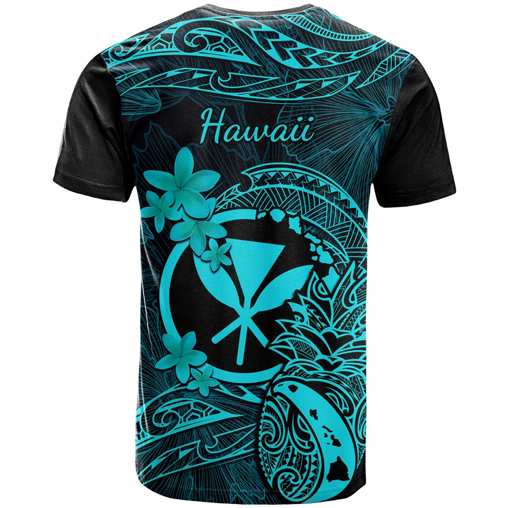Hawaii T Shirt Pineapple Mix Polynesian Plumeria Turquoise Version - Wonder Print Shop