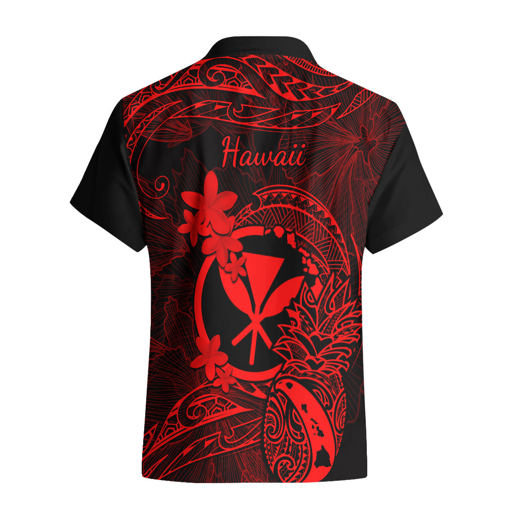 Hawaii Hawaiian Shirt Pineapple Mix Polynesian Plumeria Red Version - Wonder Print Shop