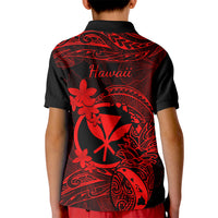 Hawaii Kid Polo Shirt Pineapple Mix Polynesian Plumeria Red Version - Wonder Print Shop