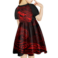 Hawaii Kid Short Sleeve Dress Pineapple Mix Polynesian Plumeria Red Version - Wonder Print Shop