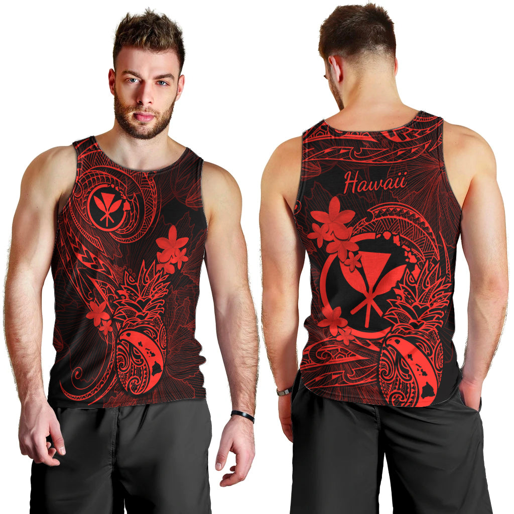 hawaii-men-tank-top-pineapple-mix-polynesian-plumeria-red-version