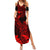 Hawaii Summer Maxi Dress Pineapple Mix Polynesian Plumeria Red Version - Wonder Print Shop