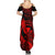 Hawaii Summer Maxi Dress Pineapple Mix Polynesian Plumeria Red Version - Wonder Print Shop