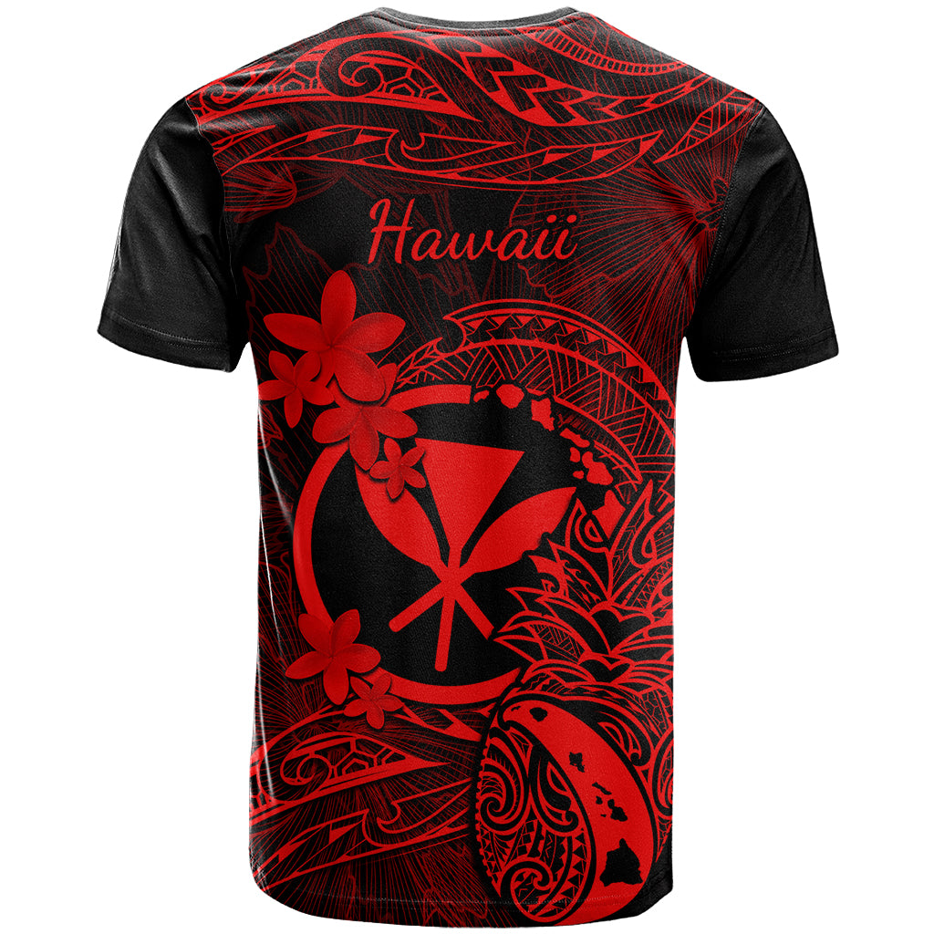 Hawaii T Shirt Pineapple Mix Polynesian Plumeria Red Version - Wonder Print Shop