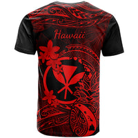Hawaii T Shirt Pineapple Mix Polynesian Plumeria Red Version - Wonder Print Shop