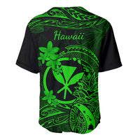 Hawaii Baseball Jersey Pineapple Mix Polynesian Plumeria Green Version - Wonder Print Shop