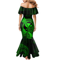 Hawaii Family Matching Mermaid Dress and Hawaiian Shirt Pineapple Mix Polynesian Plumeria Green Version - Wonder Print Shop