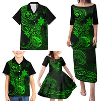 Hawaii Family Matching Puletasi Dress and Hawaiian Shirt Pineapple Mix Polynesian Plumeria Green Version - Wonder Print Shop