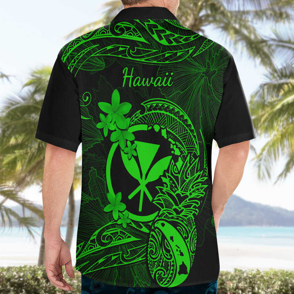 Hawaii Hawaiian Shirt Pineapple Mix Polynesian Plumeria Green Version - Wonder Print Shop