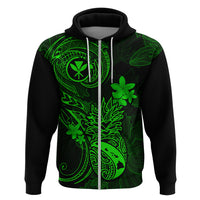 Hawaii Hoodie Pineapple Mix Polynesian Plumeria Green Version - Wonder Print Shop