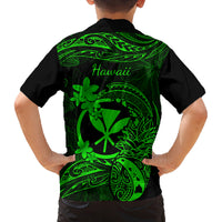 Hawaii Kid Hawaiian Shirt Pineapple Mix Polynesian Plumeria Green Version - Wonder Print Shop