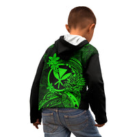 Hawaii Kid Hoodie Pineapple Mix Polynesian Plumeria Green Version - Wonder Print Shop