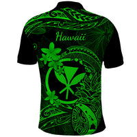 Hawaii Polo Shirt Pineapple Mix Polynesian Plumeria Green Version - Wonder Print Shop