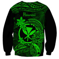 Hawaii Sweatshirt Pineapple Mix Polynesian Plumeria Green Version - Wonder Print Shop
