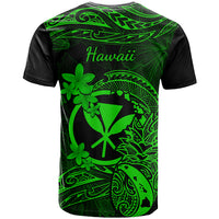 Hawaii T Shirt Pineapple Mix Polynesian Plumeria Green Version - Wonder Print Shop