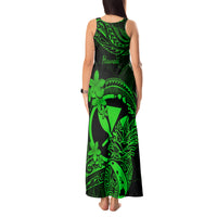 Hawaii Tank Maxi Dress Pineapple Mix Polynesian Plumeria Green Version - Wonder Print Shop