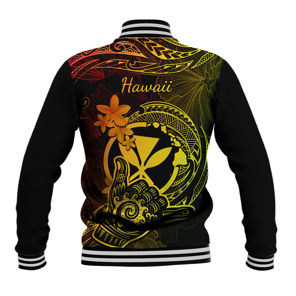 Hawaii Baseball Jacket Shaka Tattoo Mix Polynesian Plumeria Reggae Version - Wonder Print Shop