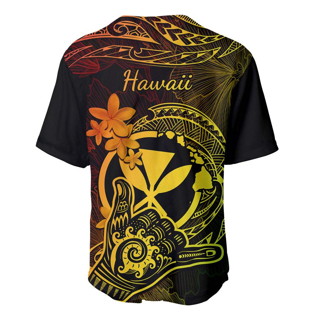 Hawaii Baseball Jersey Shaka Tattoo Mix Polynesian Plumeria Reggae Version - Wonder Print Shop