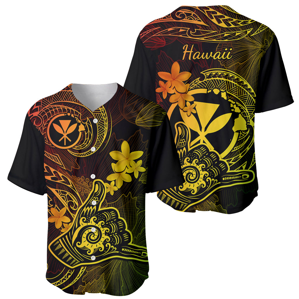 Hawaii Baseball Jersey Shaka Tattoo Mix Polynesian Plumeria Reggae Version - Wonder Print Shop