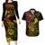 Hawaii Couples Matching Long Sleeve Bodycon Dress and Hawaiian Shirt Shaka Tattoo Mix Polynesian Plumeria Reggae Version - Wonder Print Shop