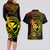 Hawaii Couples Matching Long Sleeve Bodycon Dress and Hawaiian Shirt Shaka Tattoo Mix Polynesian Plumeria Reggae Version - Wonder Print Shop