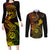 Hawaii Couples Matching Long Sleeve Bodycon Dress and Long Sleeve Button Shirts Shaka Tattoo Mix Polynesian Plumeria Reggae Version - Wonder Print Shop