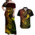Hawaii Couples Matching Off Shoulder Maxi Dress and Hawaiian Shirt Shaka Tattoo Mix Polynesian Plumeria Reggae Version - Wonder Print Shop