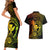 Hawaii Couples Matching Short Sleeve Bodycon Dress and Hawaiian Shirt Shaka Tattoo Mix Polynesian Plumeria Reggae Version - Wonder Print Shop
