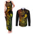 Hawaii Couples Matching Tank Maxi Dress and Long Sleeve Button Shirts Shaka Tattoo Mix Polynesian Plumeria Reggae Version - Wonder Print Shop