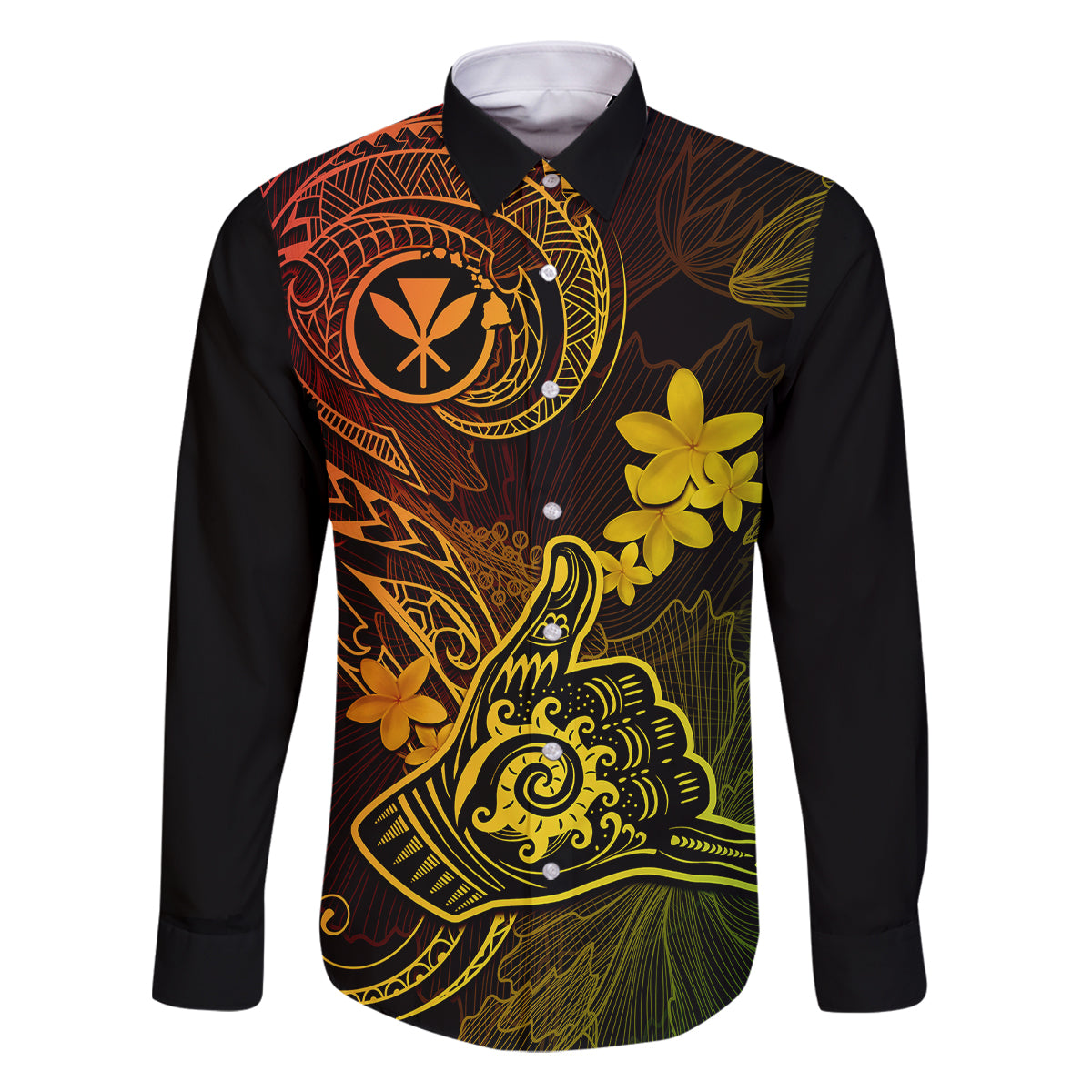 Hawaii Family Matching Long Sleeve Bodycon Dress and Hawaiian Shirt Shaka Tattoo Mix Polynesian Plumeria Reggae Version - Wonder Print Shop