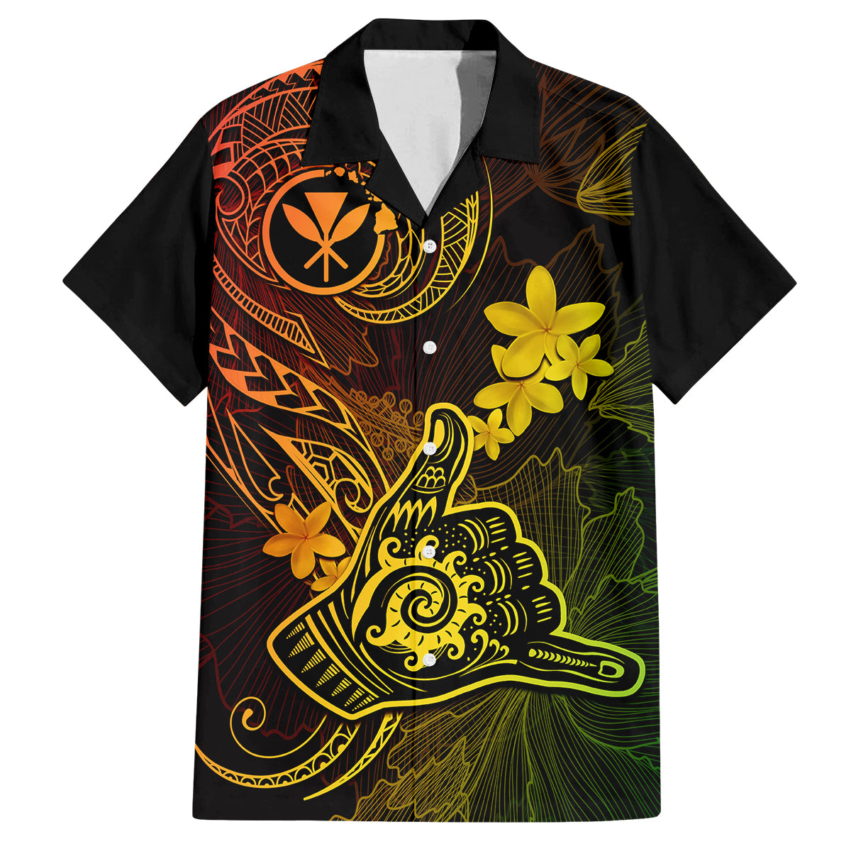 Hawaii Family Matching Off Shoulder Long Sleeve Dress and Hawaiian Shirt Shaka Tattoo Mix Polynesian Plumeria Reggae Version - Wonder Print Shop