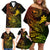 Hawaii Family Matching Off Shoulder Short Dress and Hawaiian Shirt Shaka Tattoo Mix Polynesian Plumeria Reggae Version - Wonder Print Shop
