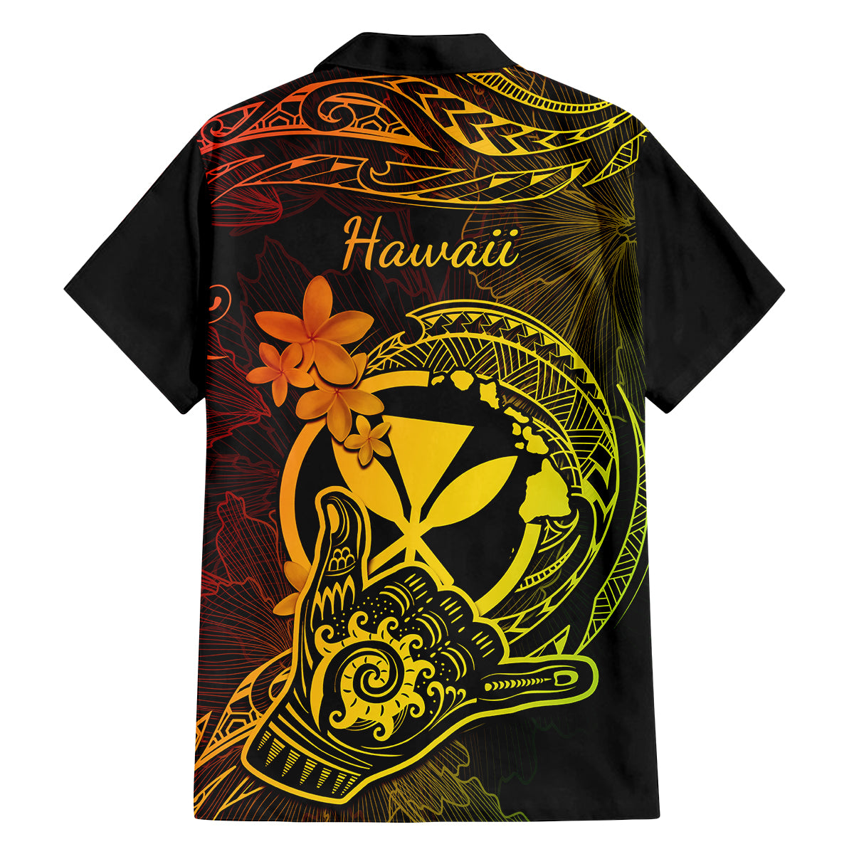 Hawaii Family Matching Puletasi Dress and Hawaiian Shirt Shaka Tattoo Mix Polynesian Plumeria Reggae Version - Wonder Print Shop