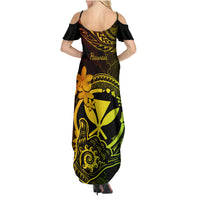 Hawaii Family Matching Summer Maxi Dress and Hawaiian Shirt Shaka Tattoo Mix Polynesian Plumeria Reggae Version - Wonder Print Shop