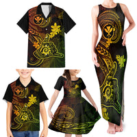 Hawaii Family Matching Tank Maxi Dress and Hawaiian Shirt Shaka Tattoo Mix Polynesian Plumeria Reggae Version - Wonder Print Shop