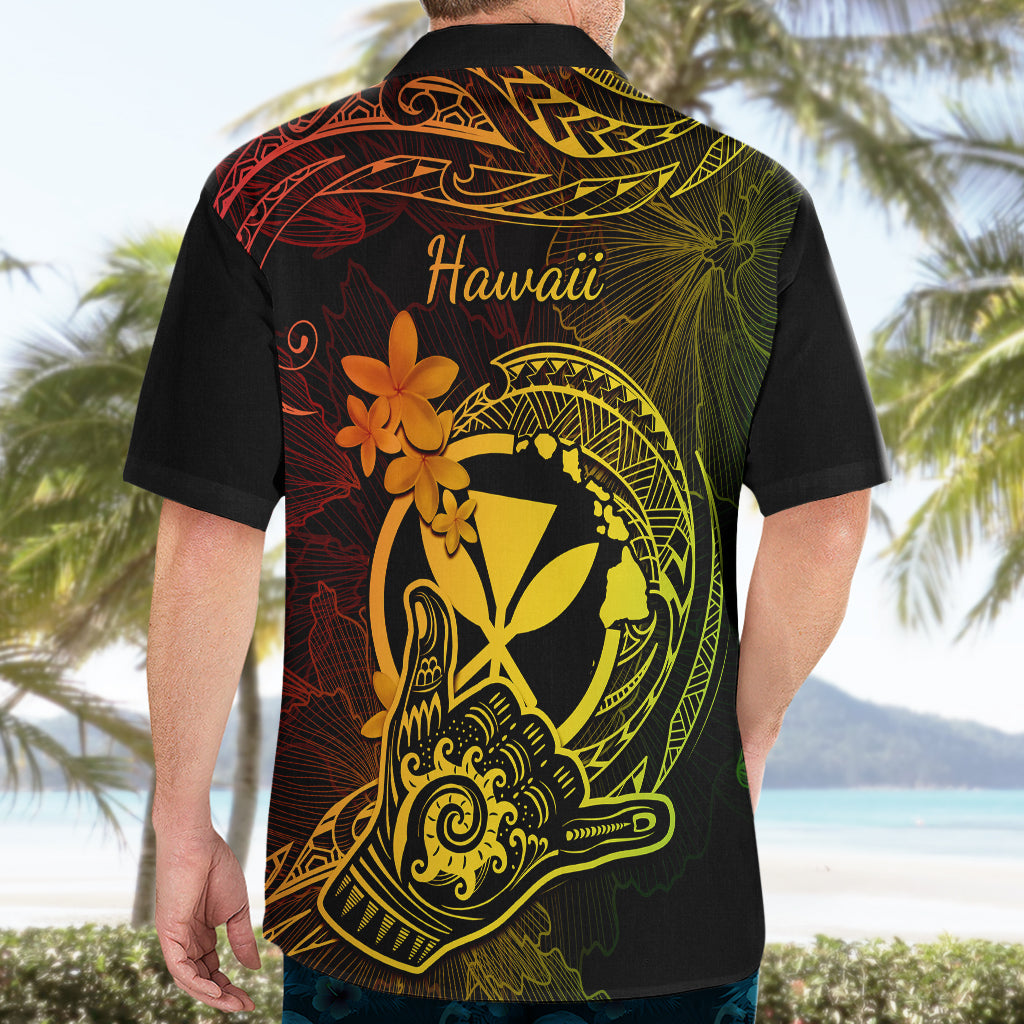 Hawaii Hawaiian Shirt Shaka Tattoo Mix Polynesian Plumeria Reggae Version - Wonder Print Shop