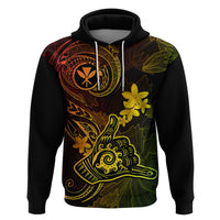 Hawaii Hoodie Shaka Tattoo Mix Polynesian Plumeria Reggae Version - Wonder Print Shop