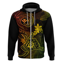 Hawaii Hoodie Shaka Tattoo Mix Polynesian Plumeria Reggae Version - Wonder Print Shop