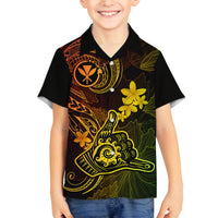 Hawaii Kid Hawaiian Shirt Shaka Tattoo Mix Polynesian Plumeria Reggae Version - Wonder Print Shop
