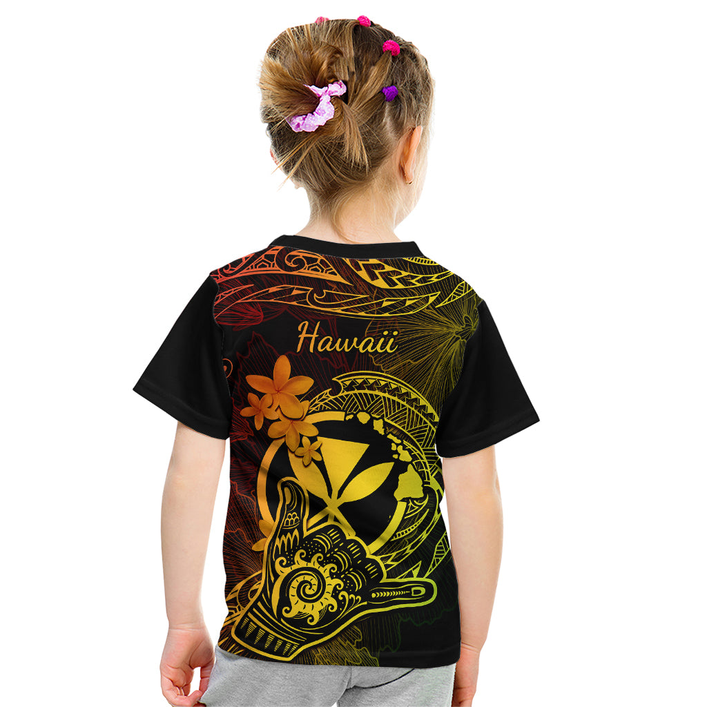 Hawaii Kid T Shirt Shaka Tattoo Mix Polynesian Plumeria Reggae Version - Wonder Print Shop