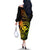 Hawaii Off The Shoulder Long Sleeve Dress Shaka Tattoo Mix Polynesian Plumeria Reggae Version - Wonder Print Shop